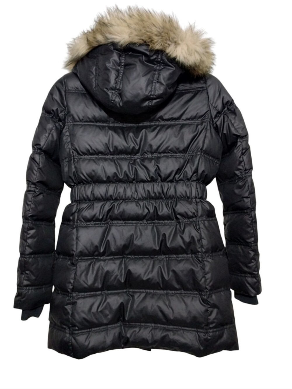 Juicy Couture Black Puffer Coat with Faux Fur Hood Trim Women's S Y2K - Picture 3 of 5